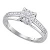 Image 1 : 0.21 CTW Princess Solitaire Pave-set Diamond Bridal Ring 14k White Gold - REF-44Y9X