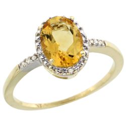 Natural 1.2 ctw Citrine & Diamond Engagement Ring 10K Yellow Gold - REF-16H9W