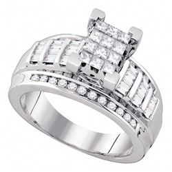 0.85 CTW Princess Diamond Cindy's Dream Cluster Bridal Ring 10KT White Gold - REF-52W4K