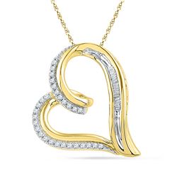 0.16 CTW Diamond Heart Outline Pendant 10KT Yellow Gold - REF-22K4W