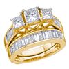 Image 1 : 2.03 CTW Princess Diamond 3-Stone Bridal Engagement Ring 14KT Yellow Gold - REF-344W9K