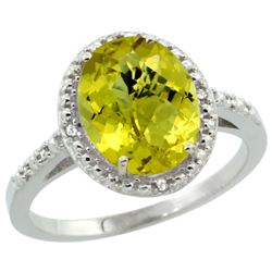 Natural 2.42 ctw Lemon-quartz & Diamond Engagement Ring 10K White Gold - REF-24Z6Y