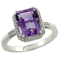 Natural 2.63 ctw amethyst & Diamond Engagement Ring 10K White Gold - REF-32N7G