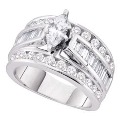 1 CTW Marquise Diamond Solitaire Bridal Engagement Ring 14KT White Gold - REF-127W4K