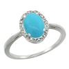 Image 1 : Natural 1.22 ctw Turquoise & Diamond Engagement Ring 14K White Gold - REF-29M3H