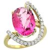 Natural 5.89 ctw Pink-topaz & Diamond Engagement Ring 14K Yellow Gold - REF-91G4M