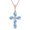 Genuine 1.75 ctw Blue Topaz & Diamond Necklace Jewelry 14KT Rose Gold - REF-39X8M