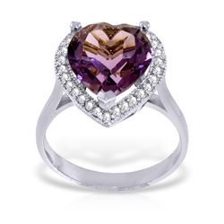 Genuine 3.24 ctw Amethyst & Diamond Ring Jewelry 14KT White Gold - REF-66W9Y