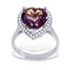 Genuine 3.24 ctw Amethyst & Diamond Ring Jewelry 14KT White Gold - REF-66W9Y