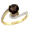 Natural 1.24 ctw smoky-topaz & Diamond Engagement Ring 10K Yellow Gold - REF-42F9N