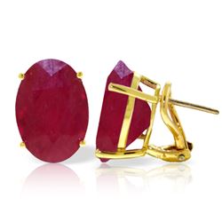 Genuine 15 ctw Ruby Earrings Jewelry 14KT Yellow Gold - REF-132Z2N