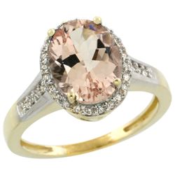 Natural 2.49 ctw Morganite & Diamond Engagement Ring 10K Yellow Gold - REF-55Y8X