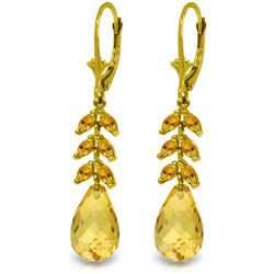 Genuine 11.20 ctw Citrine Earrings Jewelry 14KT Yellow Gold - REF-56T2A