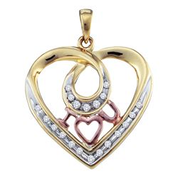 0.12 CTW Diamond Heart I Love You Pendant 10KT Yellow Gold - REF-14Y9X