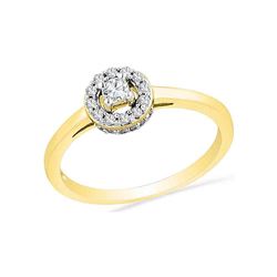 0.25 CTW Diamond Solitaire Halo Promise Bridal Ring 10KT Yellow Gold - REF-24W2K