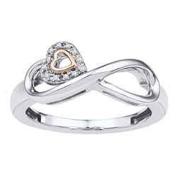 0.04 CTW Diamond Heart Infinity Ring 10KT Two-tone Gold - REF-16Y4X