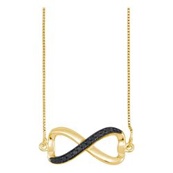 0.10 CTW Black Color Diamond Infinity Love Anniversary Pendant 10KT Yellow Gold - REF-13X4Y