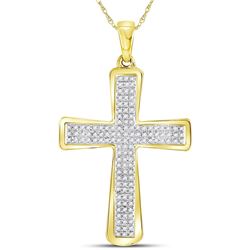 0.33 CTW Mens Diamond Roman Cross Charm Pendant 10KT Yellow Gold - REF-30Y2X