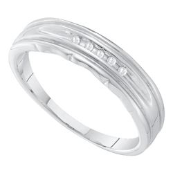 0.04 CTW Mens Channel-set Diamond Single Row Wedding Ring 10KT White Gold - REF-14H9M