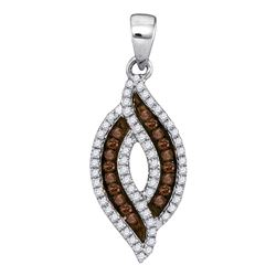 0.30 CTW Cognac-brown Color Diamond Oval Pendant 10KT White Gold - REF-19K4W