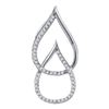 Image 1 : 0.15 CTW Diamond Double Linked Teardrop Pendant 10KT White Gold - REF-12X2Y