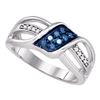 Image 1 : 0.20 CTW Blue Color Diamond Crossover Ring 10KT White Gold - REF-25F4N