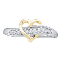 0.05 CTW Diamond Heart Love Ring 10KT White Gold - REF-8F9N