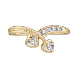 0.06 CTW Diamond Double Heart Simple Ring 10KT Yellow Gold - REF-8K9W