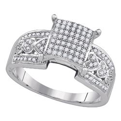 0.30 CTW Diamond Square Cluster Heart Bridal Engagement Ring 10KT White Gold - REF-30W2K