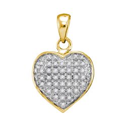 0.10 CTW Diamond Heart Love Cluster Pendant 10KT Yellow Gold - REF-8K9W