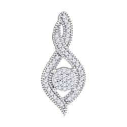 0.15 CTW Diamond Nested Cluster Pendant 10KT White Gold - REF-12K2W