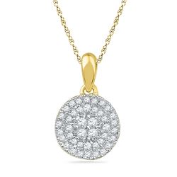 0.25 CTW Diamond Circle Cluster Pendant 10KT Yellow Gold - REF-16W4K