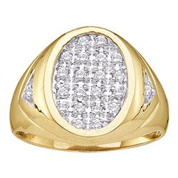 0.25 CTW Mens Prong-set Diamond Oval Cluster Ring 10KT Yellow Gold - REF-22F4N