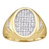 Image 1 : 0.25 CTW Mens Prong-set Diamond Oval Cluster Ring 10KT Yellow Gold - REF-22F4N