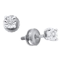 0.05 CTW Diamond Solitaire Illusion Earrings 10KT White Gold - REF-7H4M