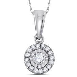 0.18 CTW Diamond Circle Solitaire Pendant 10KT White Gold - REF-14K9W