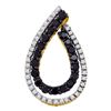 0.45 CTW Black Color Diamond Double Teardrop Pendant 10KT White Gold - REF-22X4Y