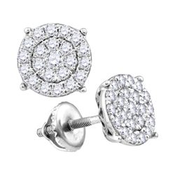 0.50 CTW Diamond Cluster Earrings 10KT White Gold - REF-37Y5X