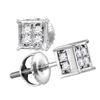 Image 1 : 0.24 CTW Diamond Square Cluster Screwback Earrings 10KT White Gold - REF-19M4H
