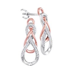 0.12 CTW Diamond Double Linked Rose-tone Infinity Earrings 10KT White Gold - REF-24K2W