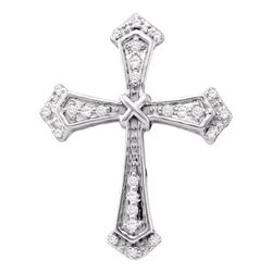 0.10 CTW Diamond Cross Pendant 10KT White Gold - REF-10Y5X