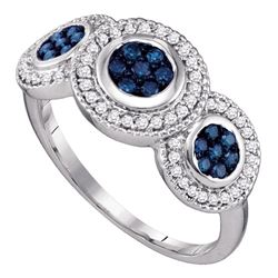 0.50 CTW Blue Color Diamond Cluster Ring 10KT White Gold - REF-30F2N