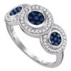 Image 1 : 0.50 CTW Blue Color Diamond Cluster Ring 10KT White Gold - REF-30F2N