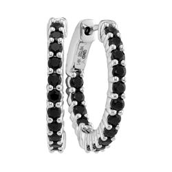 1.84 CTW Natural Black Sapphire Hoop Earrings 14KT White Gold - REF-59K9W