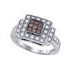 Image 1 : 0.50 CTW Cognac-brown Color Diamond Square Cluster Ring 10KT White Gold - REF-46W4K