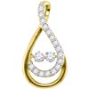 Image 1 : 0.50 CTW Diamond 2-Stone Teardrop Pendant 10KT Yellow Gold - REF-48H7M