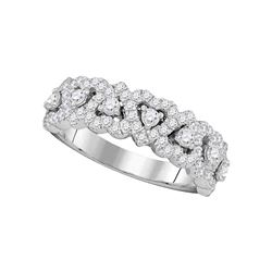 0.78 CTW Pave-set Diamond Heart Ring 14KT White Gold - REF-92M9H