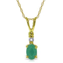 Genuine 0.51 ctw Emerald & Diamond Necklace Jewelry 14KT Yellow Gold - REF-23X8M