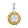 Image 1 : 1.72 CTW Yellow Diamond Circle Cluster Dangle Pendant 18KT White Gold - REF-330F2N