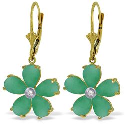 Genuine 4.43 ctw Emerald & Diamond Earrings Jewelry 14KT Yellow Gold - REF-74V9W